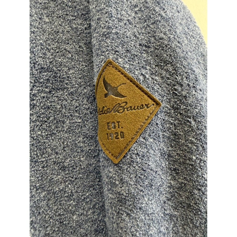 Eddie Bauer Pullover Mens 2XL Blue Quarter Zip Fleece Sweater Casual Heathered - Picture 3 of 8